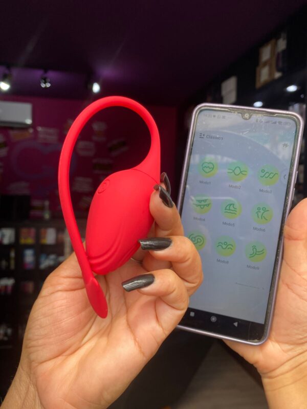 Vibrador de casal -por aplicativo de celular- 09 intensidades (2014) vermelho
