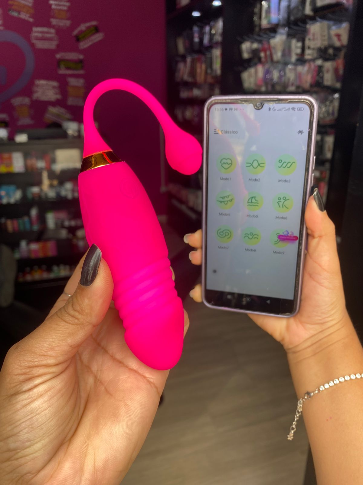 Cápsula v1br4t0r14 em formato glande por aplicativo (2154) rosa