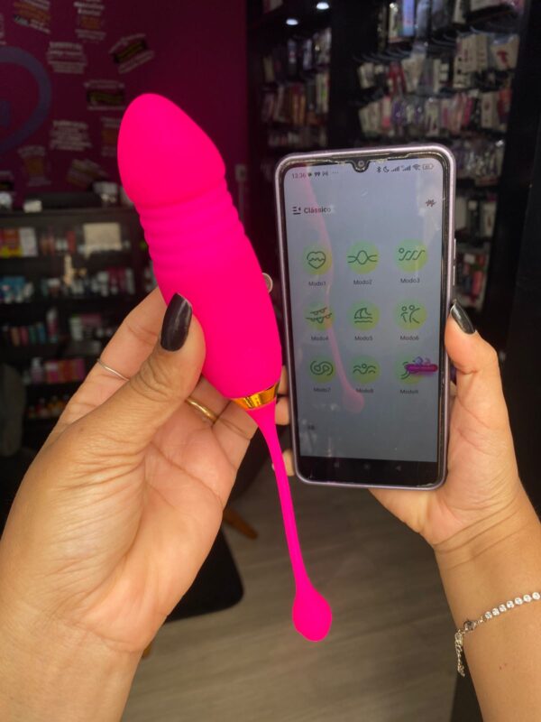 Cápsula vibratória em formato glande por aplicativo (2154) rosa