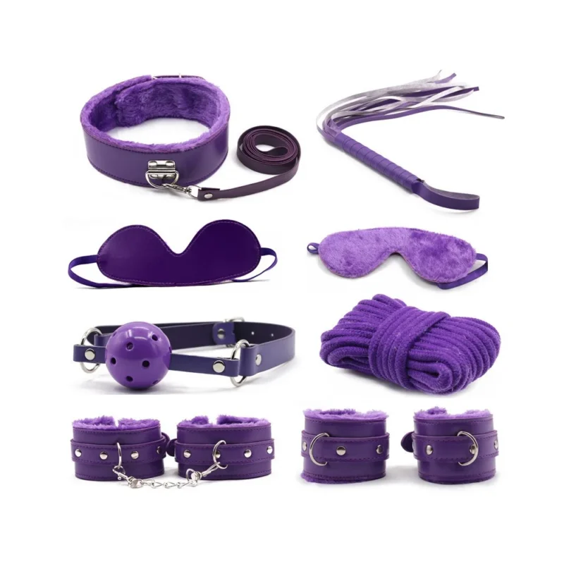 Kit Bondage Deluxe com 8 peças (1801) roxo