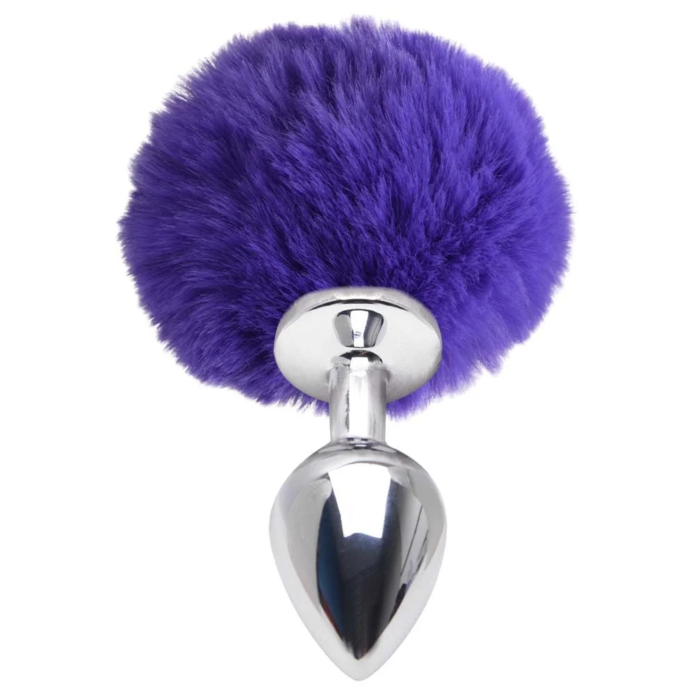 PLUG ANAL COM RABO POMPOM ( M ) ROXO — comprar com embalagem discreta na iFody