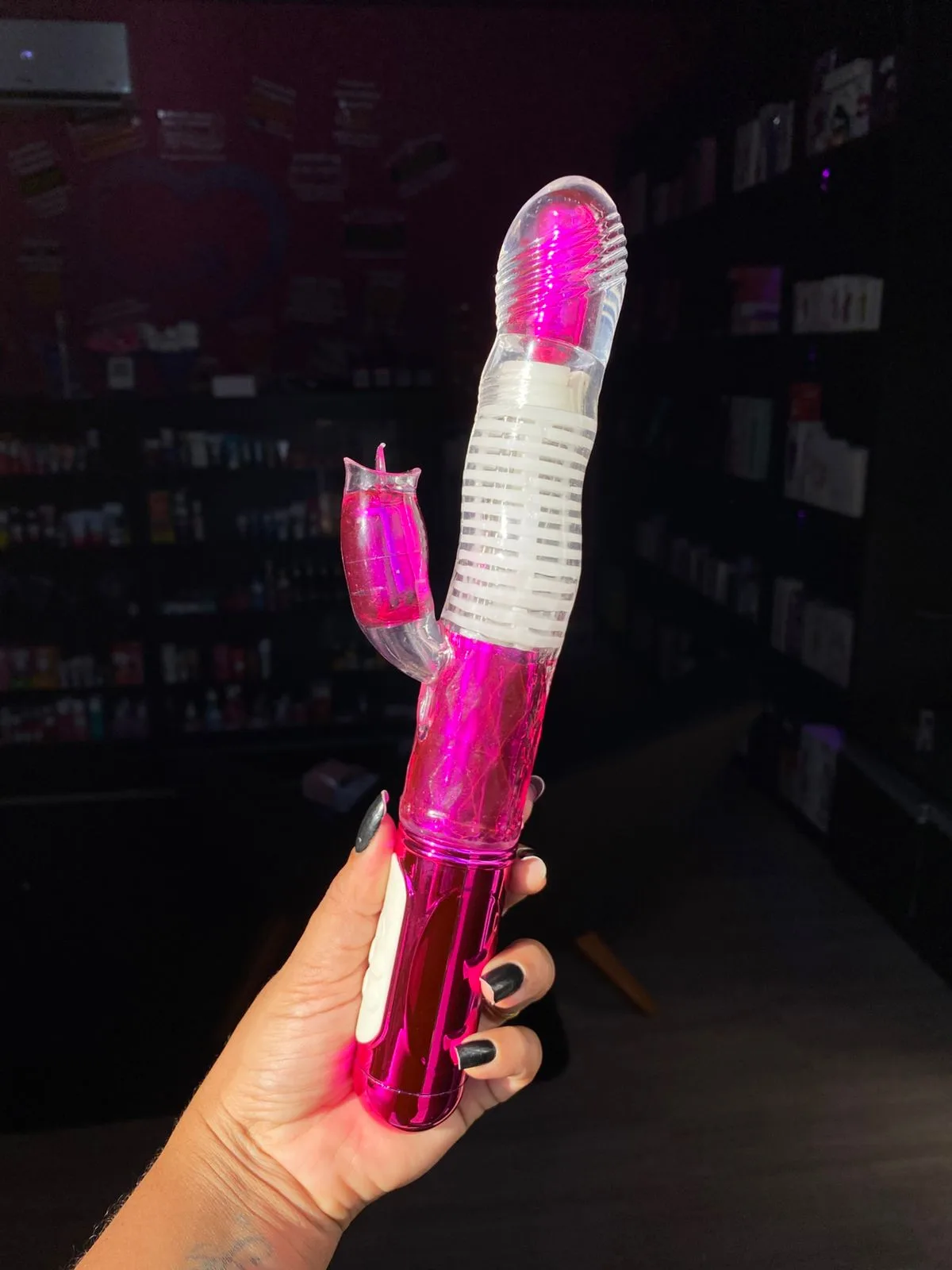 Benício- Vibrador Vai e Vem Ponto G com Estimulador Clitoriano- 20 Inetensidades
