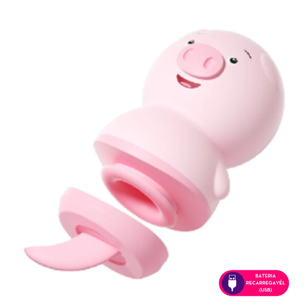 Porquinho v1br4d0r de cl1t0r1s com pulsação+linguinha 12 intensidade (ES013C) recarregável