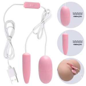 Bullet -Cápsula Vibratória Dupla com fio USB- 012 intensidades (OV031D) ROSA