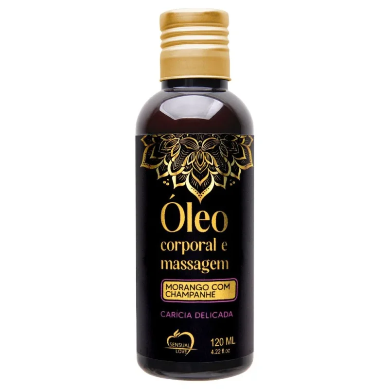 Óleo Corporal Para Massagem 120Ml (MORANGO COM CHAMPANHE) Sensual Love