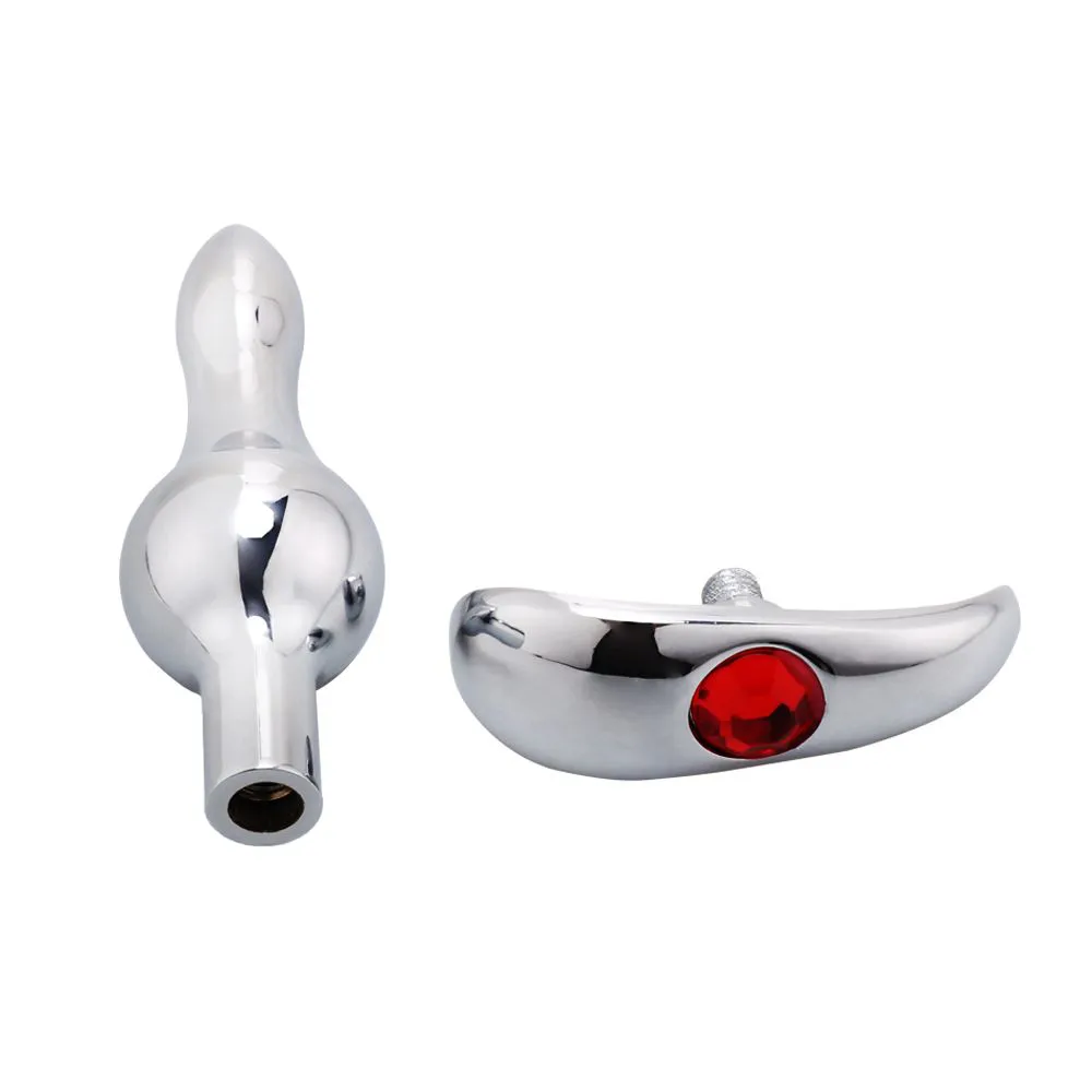 Plug Anal de Metal Ondulação com Alça (RY131A) vermelho — foto 3