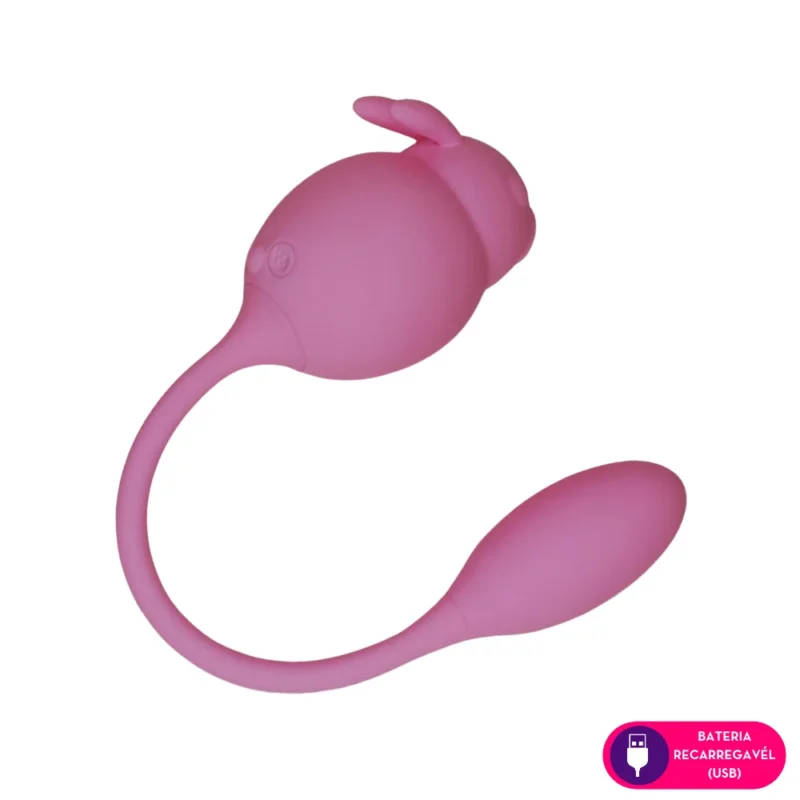 Vibrador formato de coelho com pulsação no clitóris e cápsula vibratória 14 intensidades (1325) recarregável