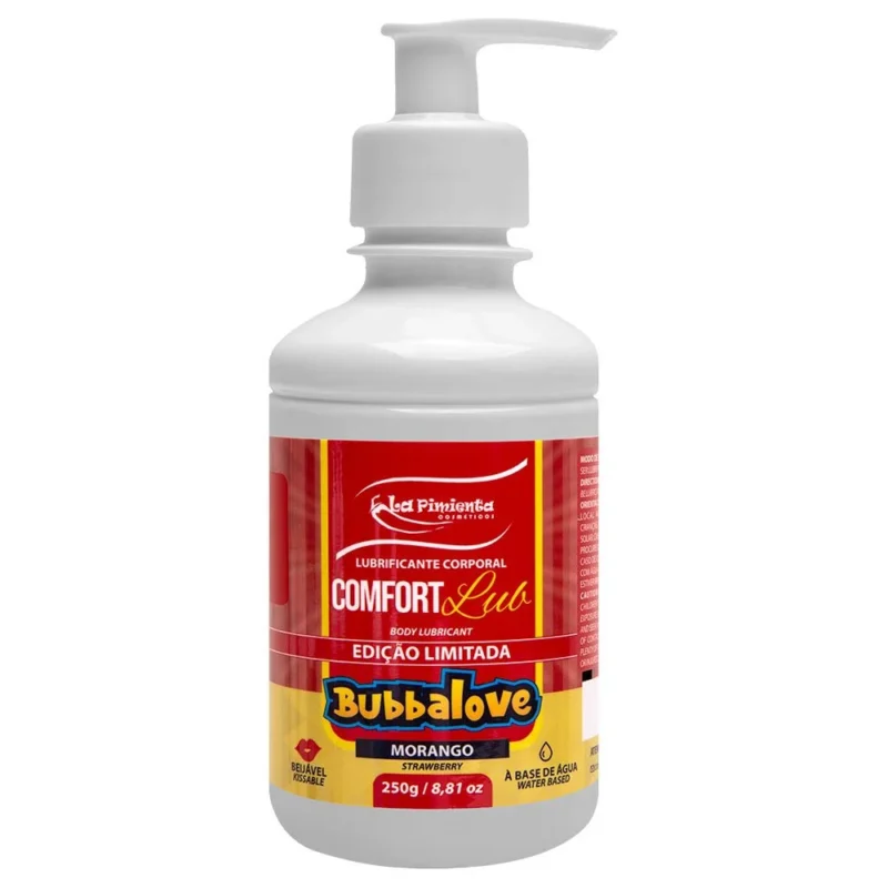 Lubrificante Tamanho Econômico Confort-Lub Bubbalove morango 250g