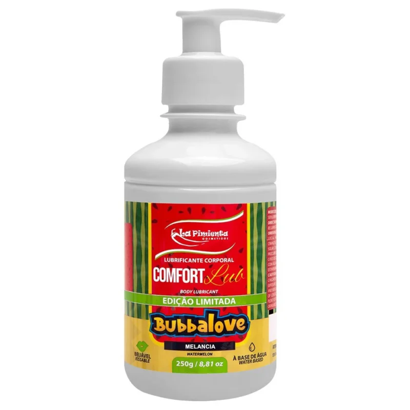 Lubrificante Tamanho Econômico Confort-Lub Bubbalove melancia 250g