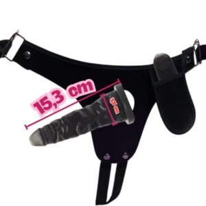 Pênis com Cinta e Vibro Derick 15,3x3,5cm – Polivinílico Atóxico com Aroma Tuti-Frutti