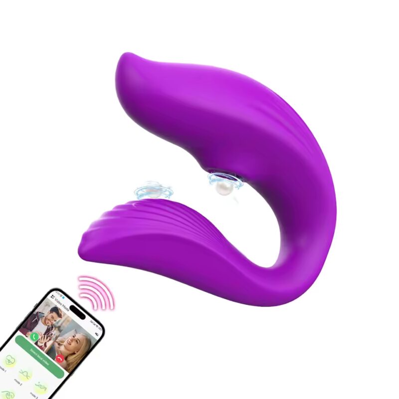 Vibrador de Casal com pulsação no clitóris por Aplicativo de celular (3305) roxo