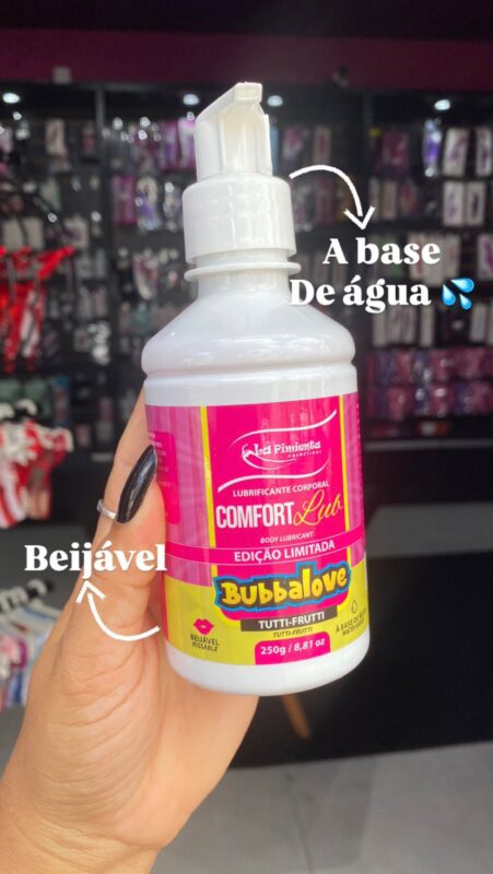 Lubrificante Tamanho Econômico Confort-Lub Bubbalove tutti-frutti 250g