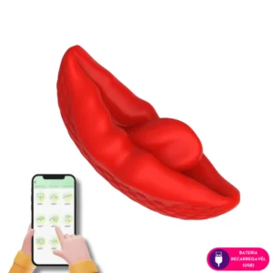 Calcinha Vibratória em Silicone com Língua por aplicativo de celular (3015)