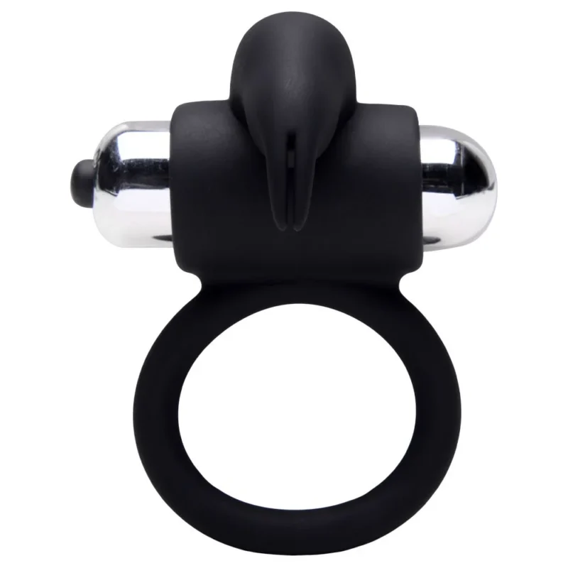 Anel Peniano rabbit em Silicone com Cápsula Vibratória (AN067) preto