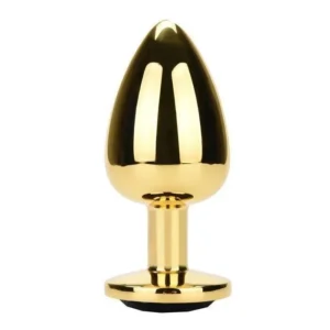 Plug Anal de Metal dourado com joia preta (1302) Tamanho G