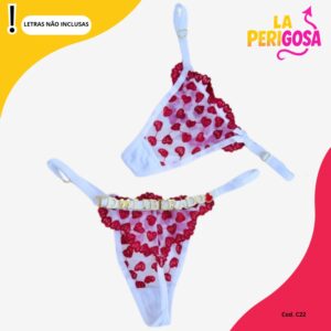 Calcinha coração personalizável (C22) branco com rosa