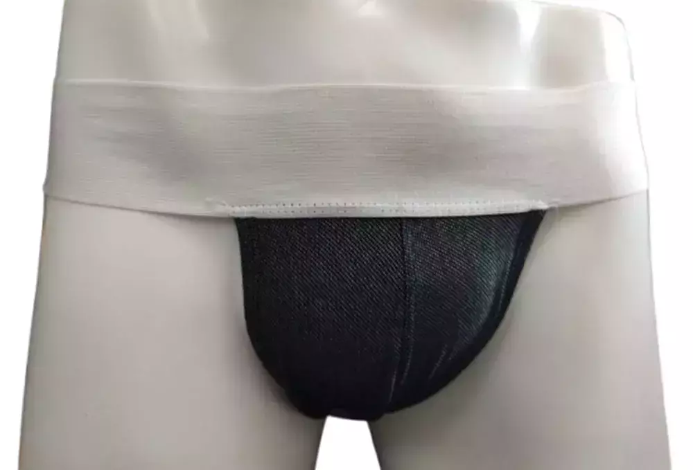 Cueca Jockstrap Frente Estampa Jeans Aberta Atrás Bumbum De Fora (cinza e branco)