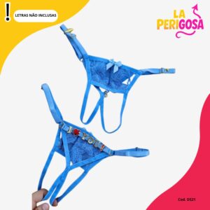 Calcinha secretária com abertura personalizável (S21) azul
