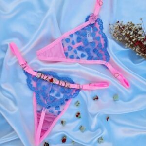 Calcinha coração personalizável (C22) rosa com coração azul