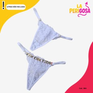 Calcinha renda beijinhos personalizável (S21) branca