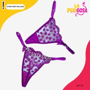 Calcinha coração personalizável (C22) roxo