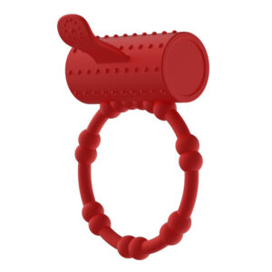 Anel Peniano com Estimulador Língua e com Cápsula Vibratória (001) vermelho