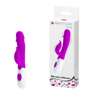 Vibrador com Detalhe de Glande e Estimulador Clitoriano Peter – 30 Modos de Vibração