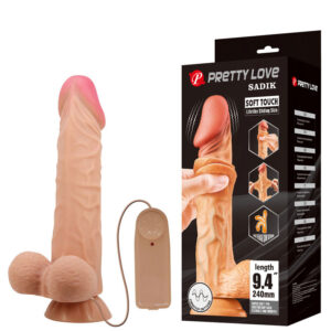 Pênis Realístico dupla camada 24x5x6,5cm com vibro Escroto e Ventosa (04ZRG)