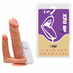 Pênis Duplo Maciço com Ventosa e Vibro 15 x 3,6 cm / 9 x 2,2 cm – Mr. Dick