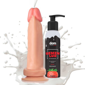 Kit Splash - Pênis Que Ejacula 16x4cm + Semen Lub Morango Lubrificante