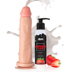 Kit Splash - Pênis Que Ejacula 18x4,5cm + Semen Lub Morango Lubrificante