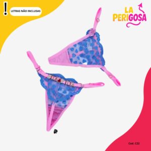 Calcinha coração personalizável (C22) rosa com coração azul