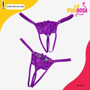Calcinha secretária com abertura personalizável (S21) azul