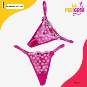 Calcinha coração personalizável (C22) pink com coração branco