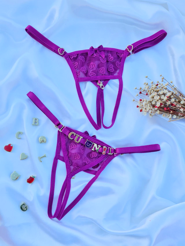 Calcinha secretária com abertura personalizável - roxo