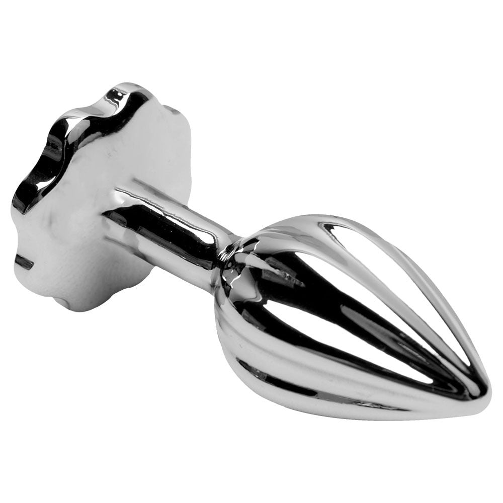 Plug Anal Metal Listras Verticais flor (PL152) Tamanho P — foto 3