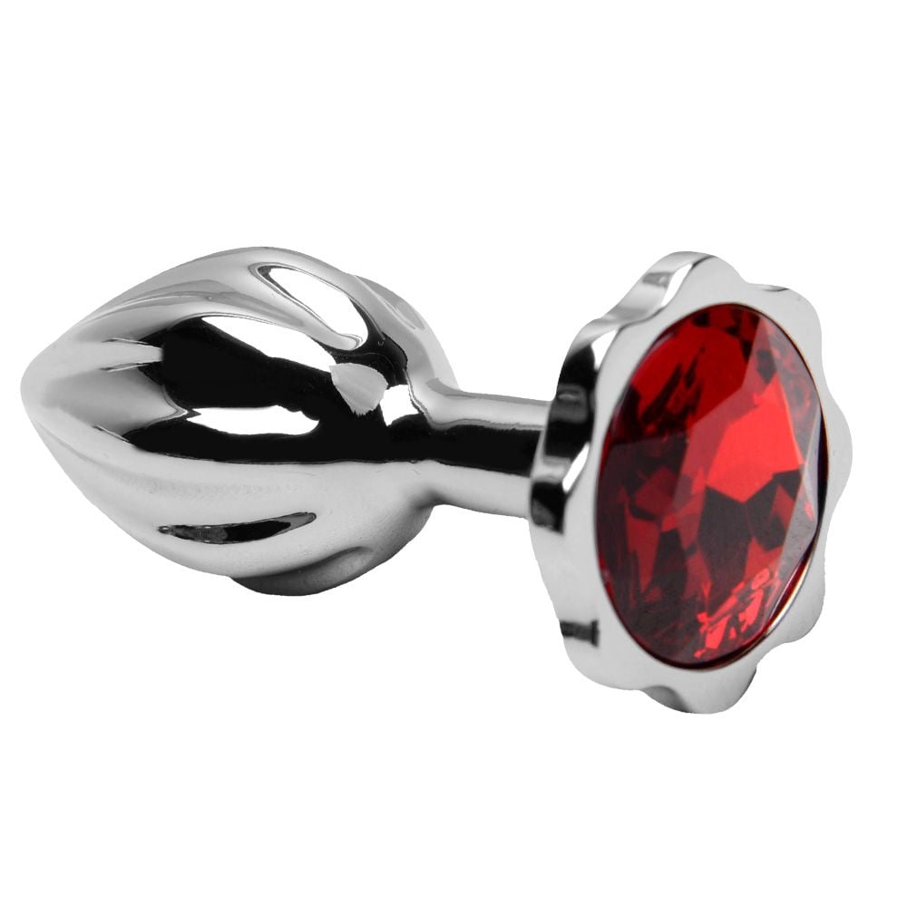 Plug Anal Metal Listras Verticais flor (PL152) Tamanho P — foto 1