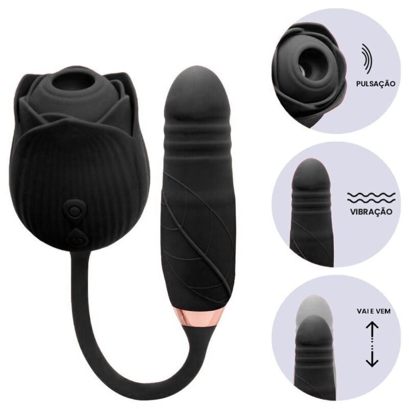 Vibrador Rosa COM ESTIMULADOR PONTO G vai e vem E pulsação no clitóris (7633)