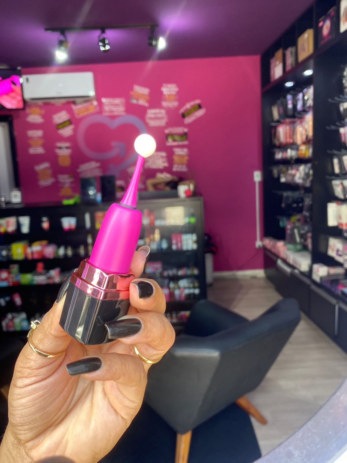 Vibrador em formato de batom com ponta estimuladora 10 intensidades (1335) recarregável — foto 6