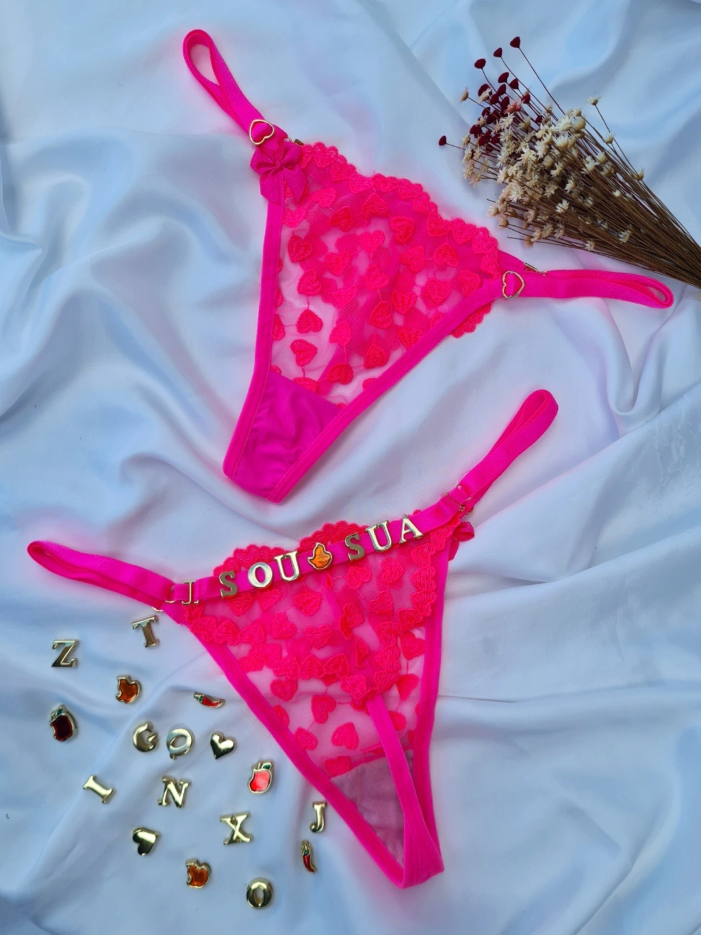 Calcinha coração personalizável - pink