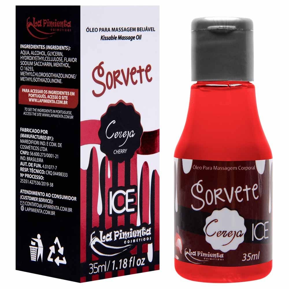 Gel Beijável Sorvete cereja Ice 35Ml (esfria)