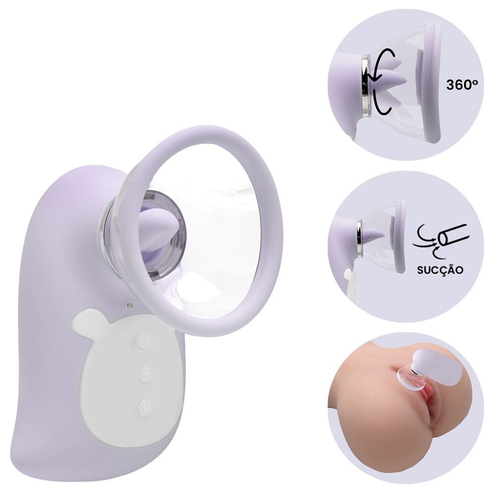 Sug4d0r Clitoriano Penguin Língua Rotativa (Su066) recarregável