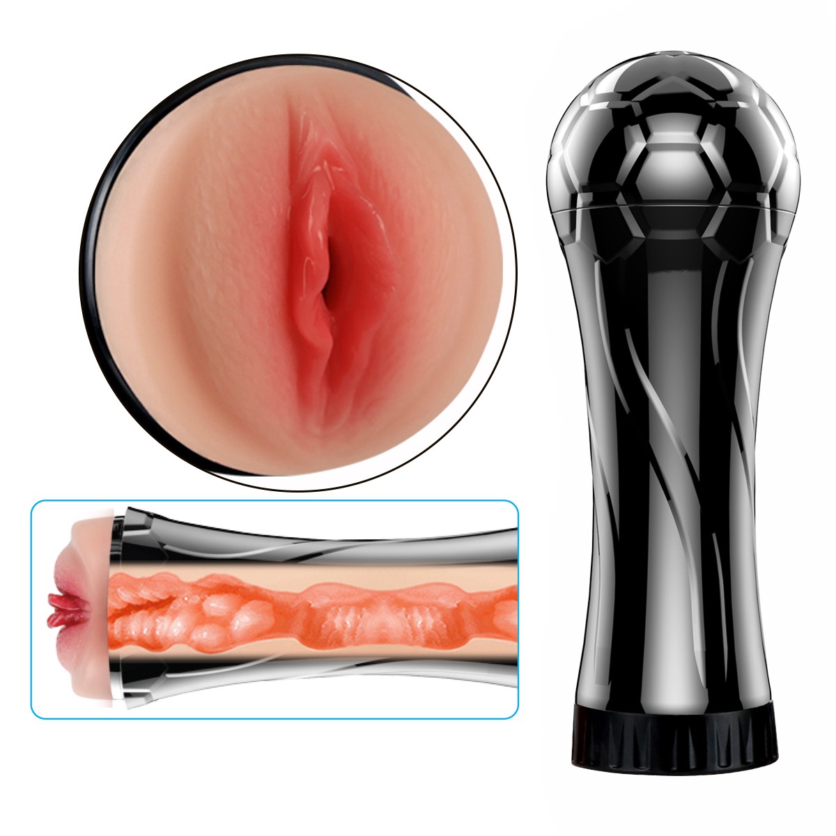 MASTURBADOR MASCULINO VAGINA com vibração TEXTURIZADA (LB2014) — foto 3
