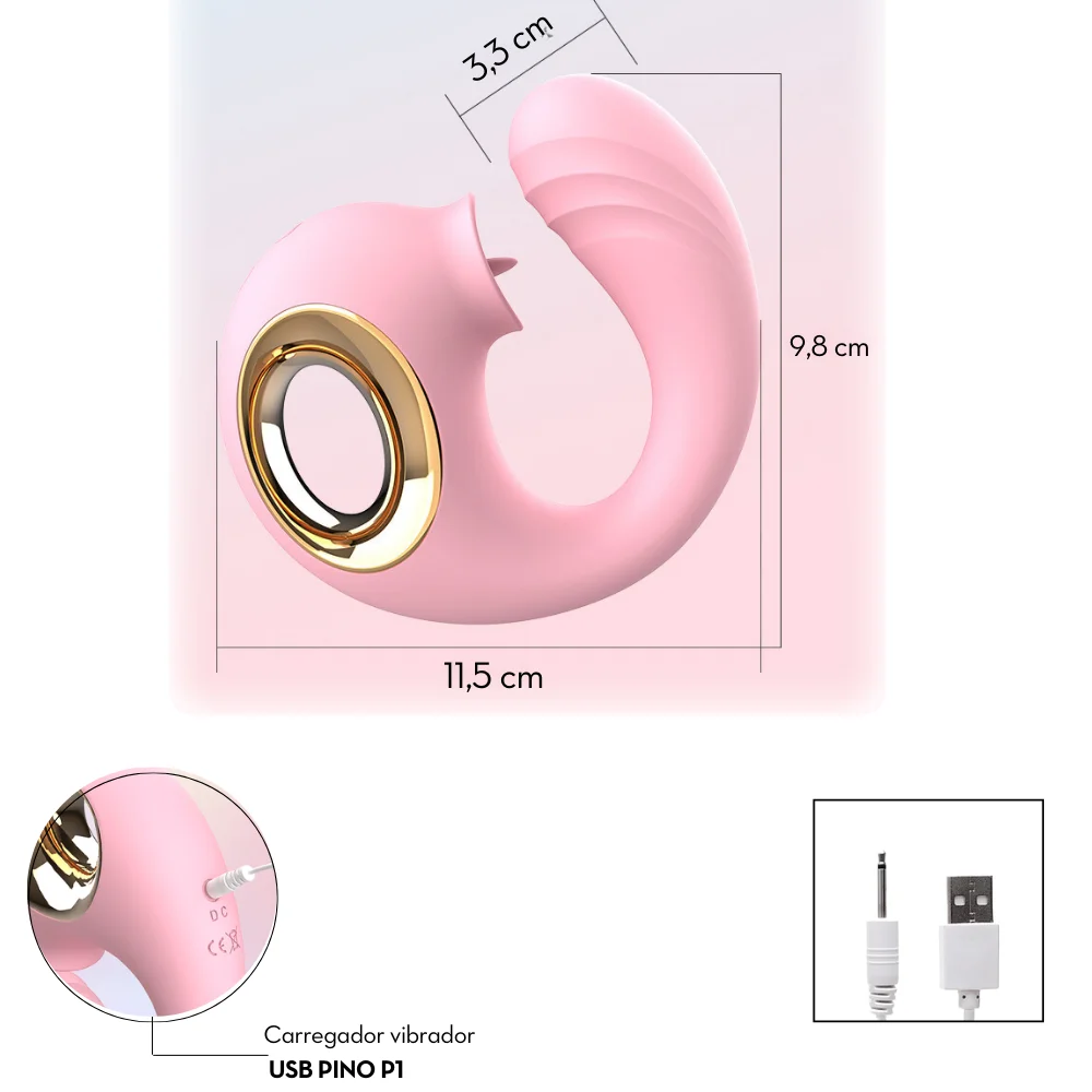 Vibrador ponto G com estimulador de clitóris 10 intensidades (8235) recarregável — foto 3