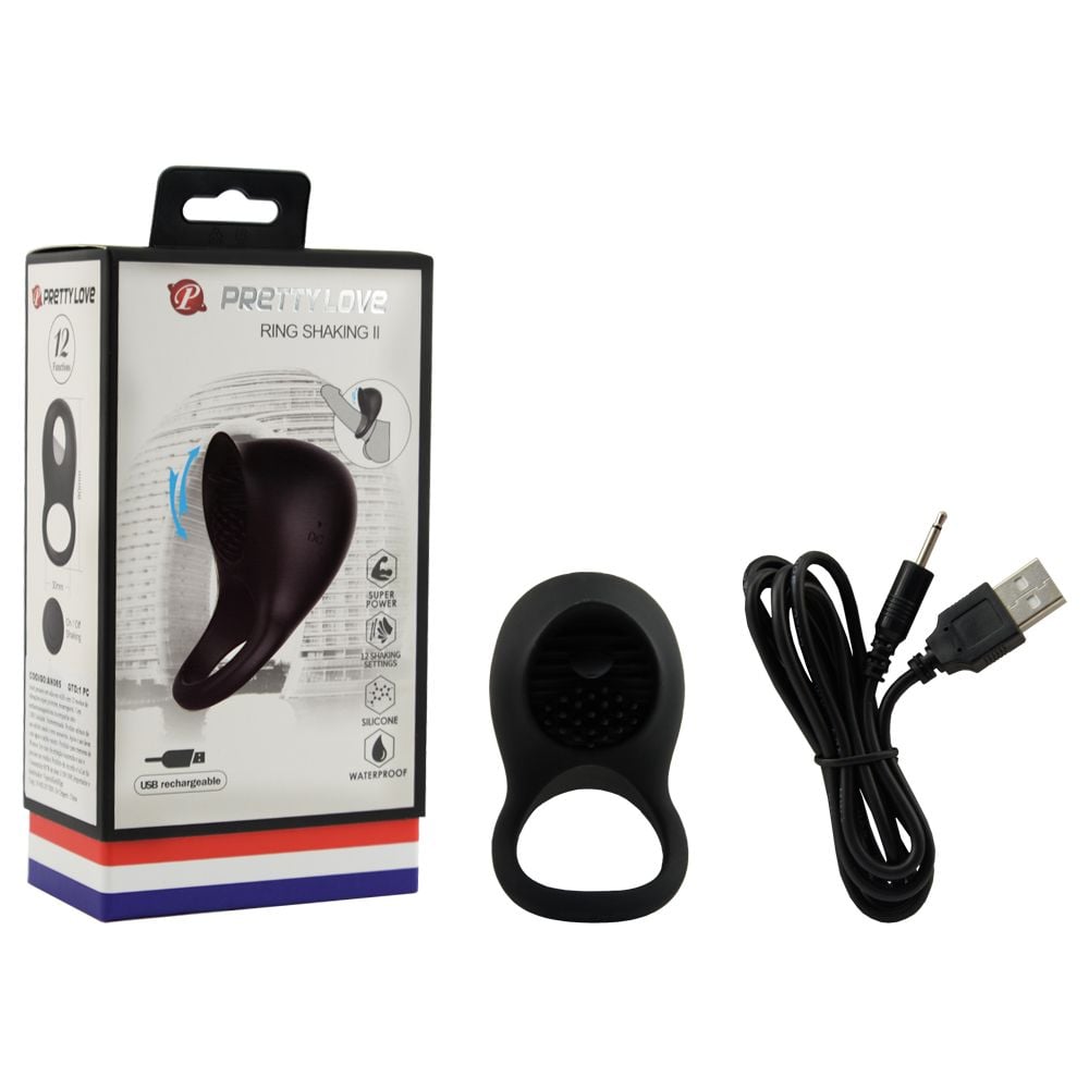 Anel Peniano Silicone 12 Vibrações Pretty Love (AN065) recarregável