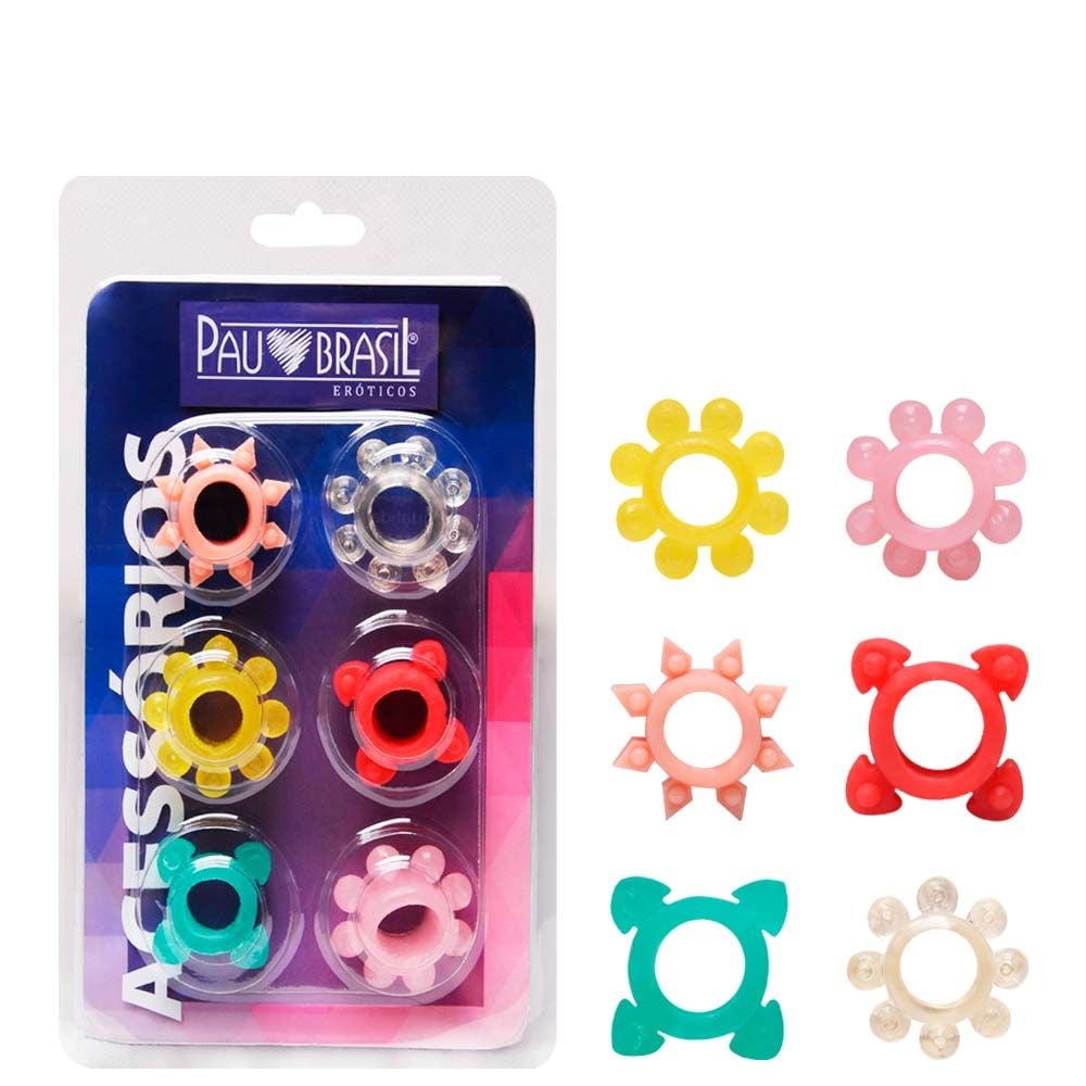 Kit 06 Anéis Peniano Mega Stretch (100b)
