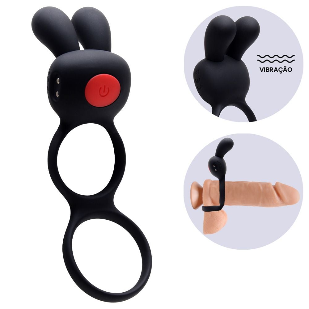 Anel Peniano 3st1mul4d0r Coelho controle sem fio 10 vibrações (An088) recarregável