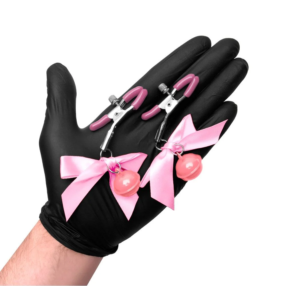 Grampos De Mamilo Com Sino E Laço (9149) rosa — foto 2