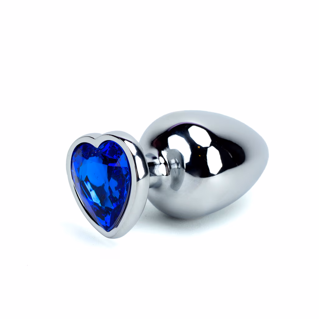 Plug Anal com Joia de Coração Tamanho – G Azul