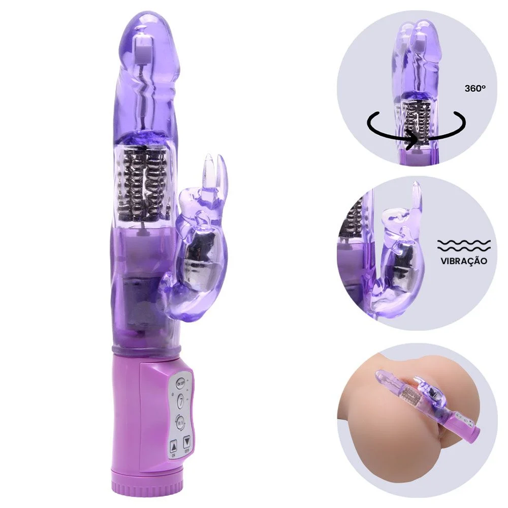 V1br4d0r Rotativo Rabbit 7 Vibrações 22 X 3Cm (RT001) pilha